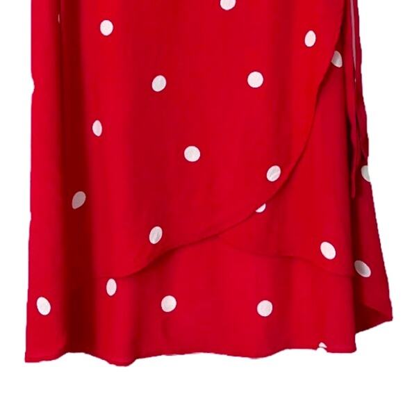 LOFT Women's Red & White Polka Dot Wrap Tie Waist Midi Skirt Size 8 - Picture 7 of 10
